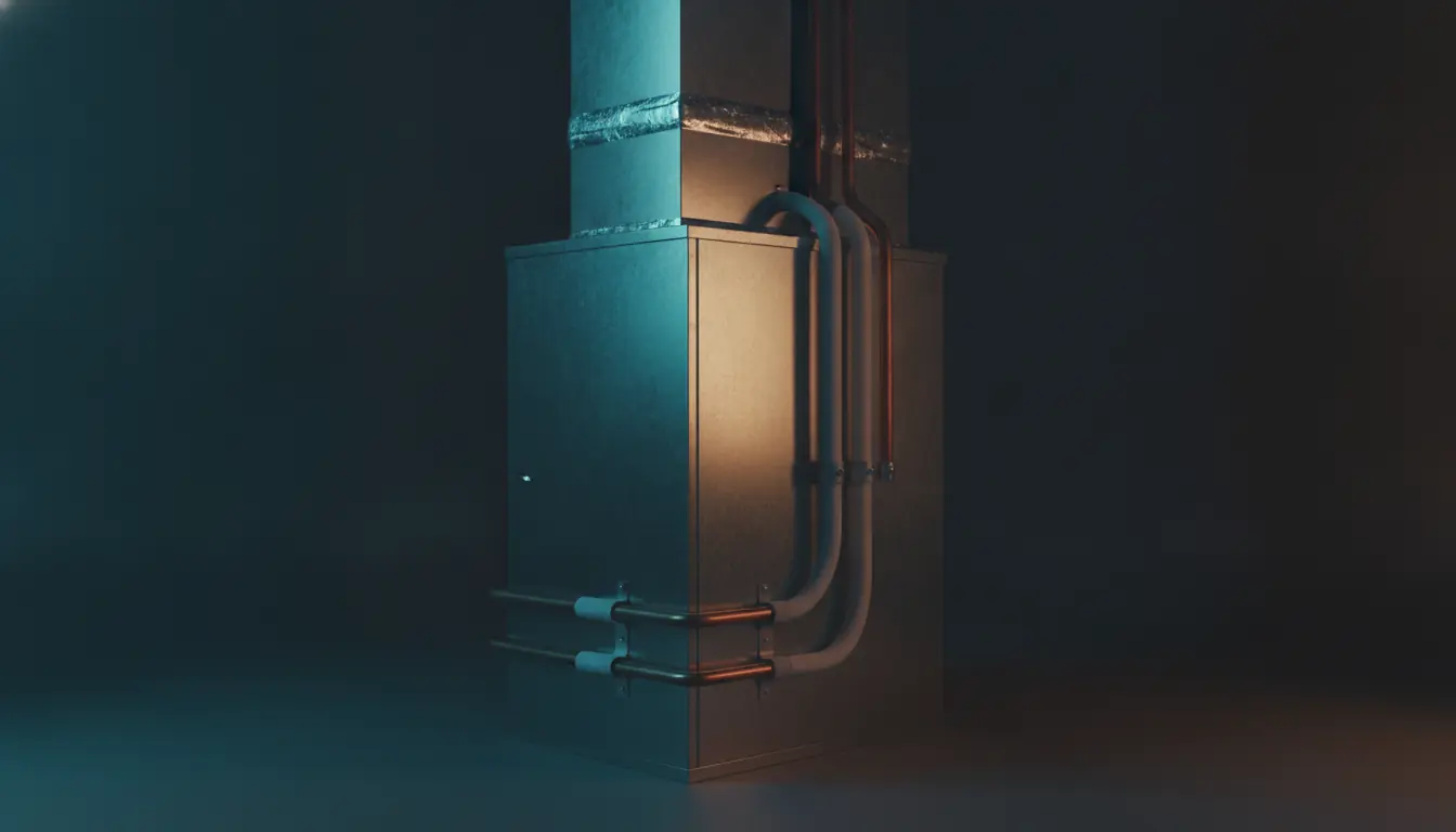 A newly installed air handler with sealed plenum connections