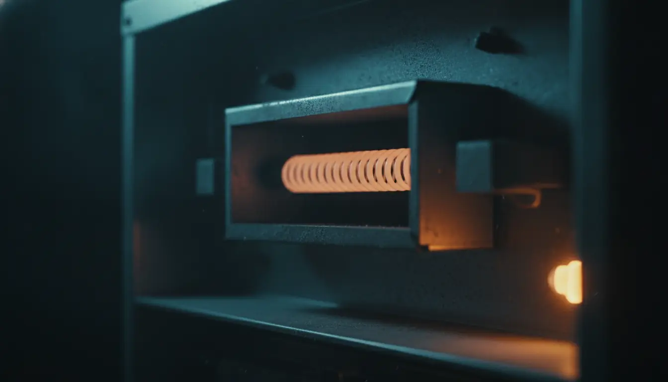 An electric heating element inside an air handler cabinet
