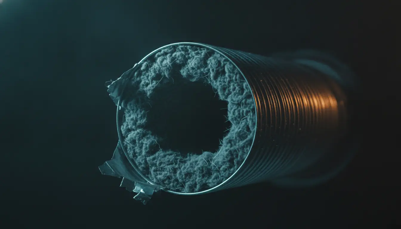 Lint build-up inside a dryer vent duct