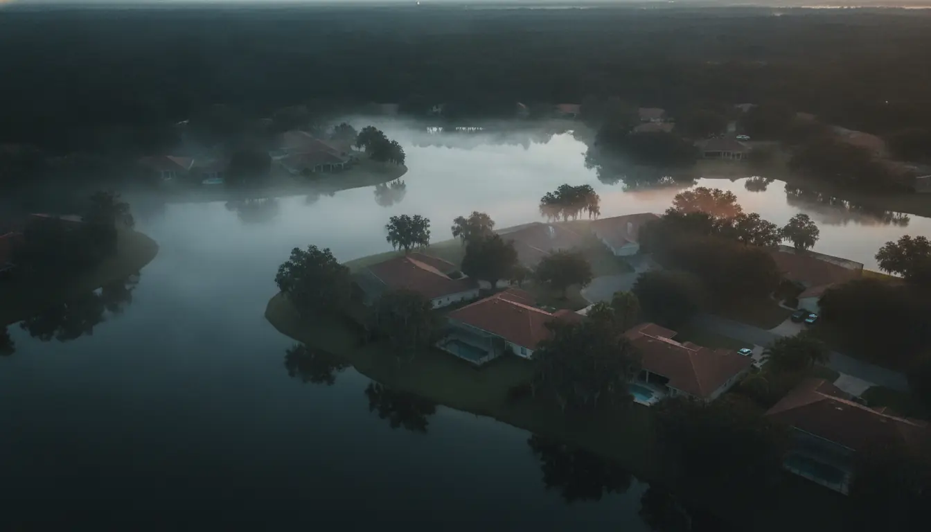 Inland Central Florida homes and lakes at dawn